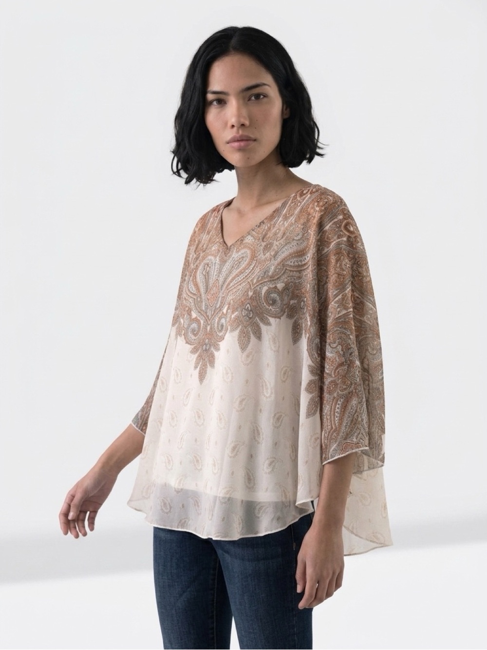 Poncho style layered blouse by Quintessential Medium